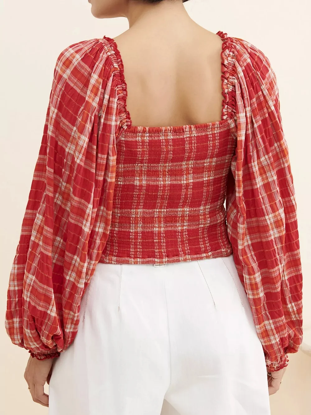 Free People Cherry Bomb Plaid Blouse